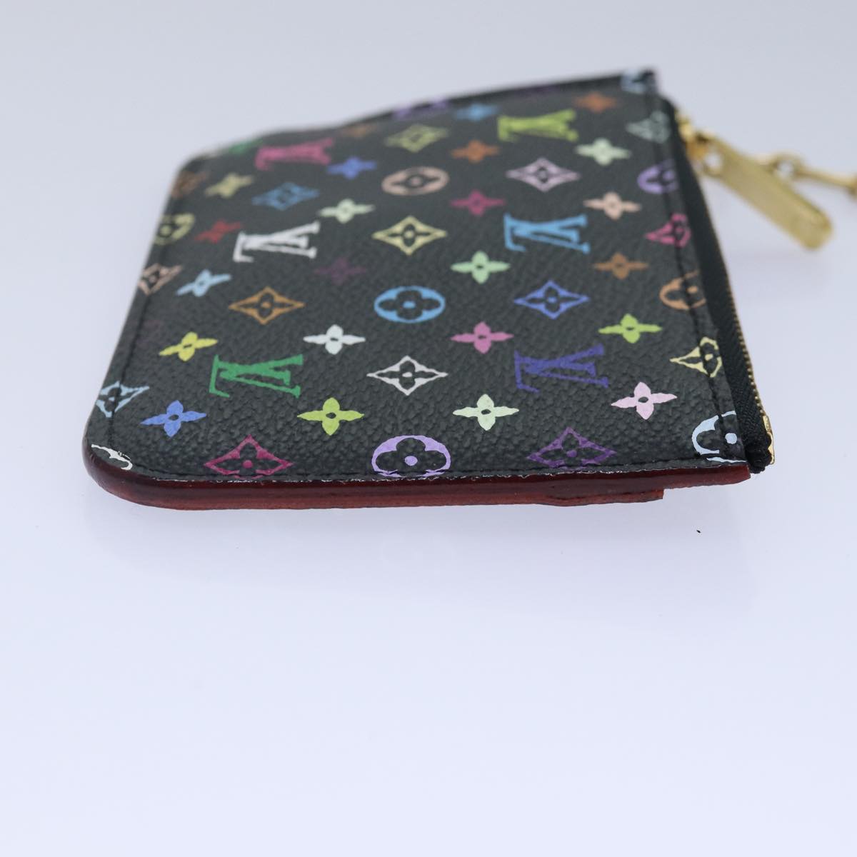 LOUIS VUITTON Monogram Multicolor Pochette Cles NM Purse Black M93735 Auth 87690