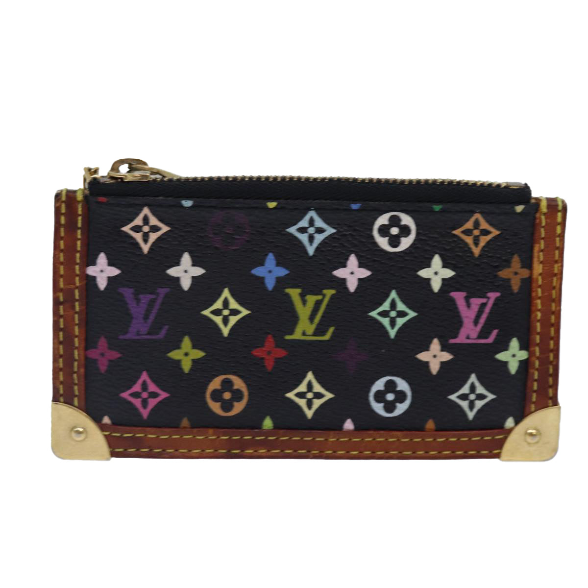 LOUIS VUITTON Monogram Multicolor Pochette Cles Purse Black M92654 LV Auth 87691