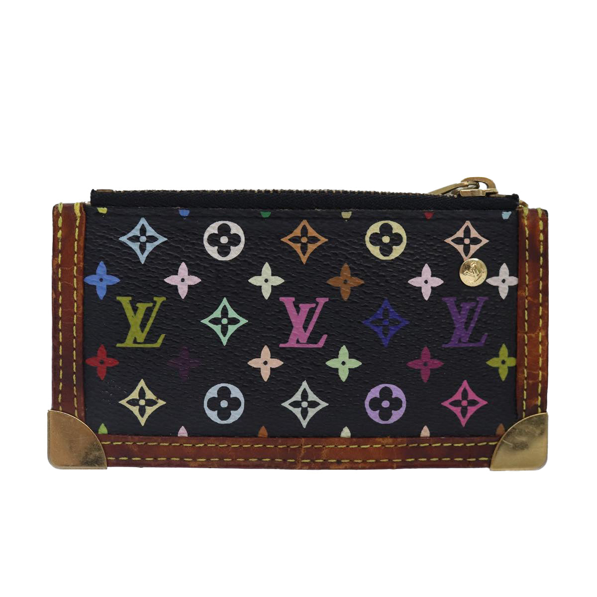 LOUIS VUITTON Monogram Multicolor Pochette Cles Purse Black M92654 LV Auth 87691 - 0