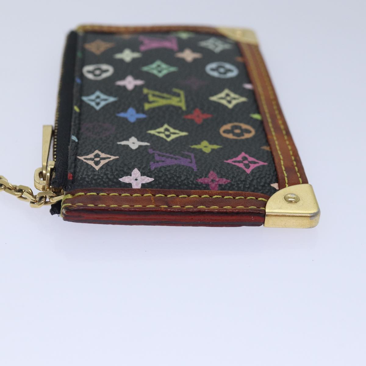 LOUIS VUITTON Monogram Multicolor Pochette Cles Purse Black M92654 LV Auth 87691