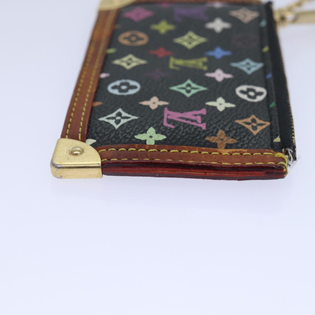 LOUIS VUITTON Monogram Multicolor Pochette Cles Purse Black M92654 LV Auth 87691