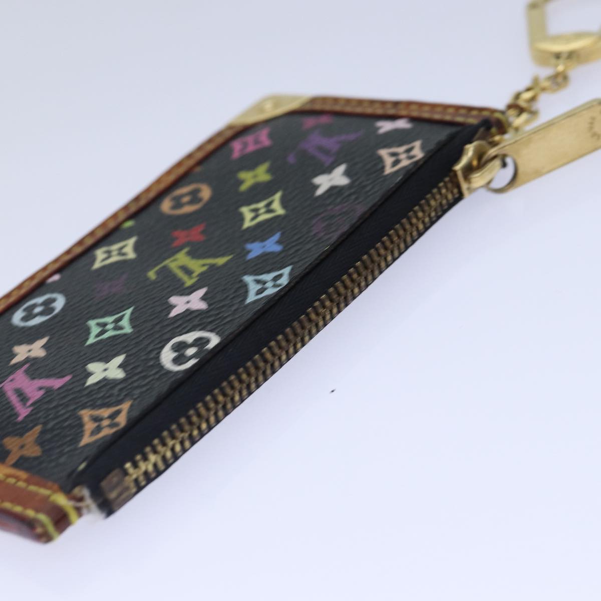 LOUIS VUITTON Monogram Multicolor Pochette Cles Purse Black M92654 LV Auth 87691