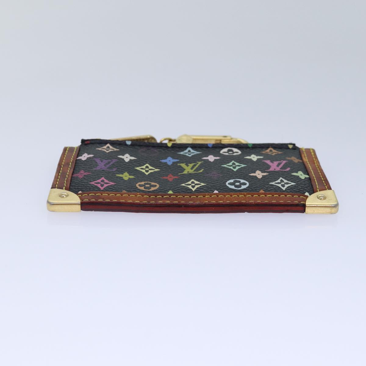 LOUIS VUITTON Monogram Multicolor Pochette Cles Purse Black M92654 LV Auth 87691