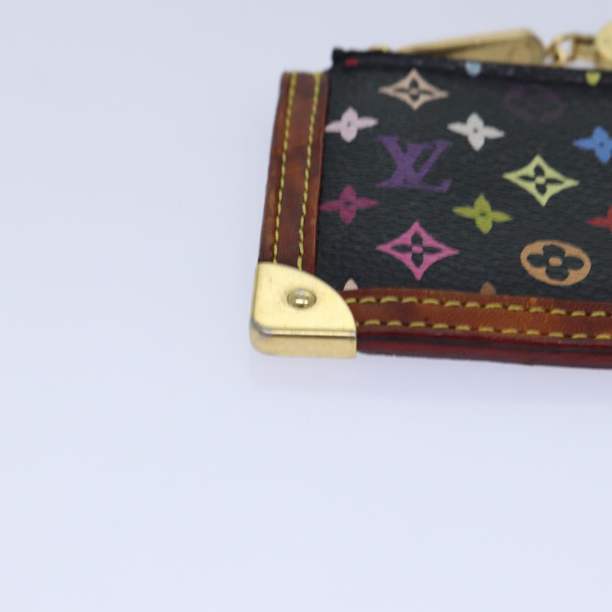 LOUIS VUITTON Monogram Multicolor Pochette Cles Purse Black M92654 LV Auth 87691