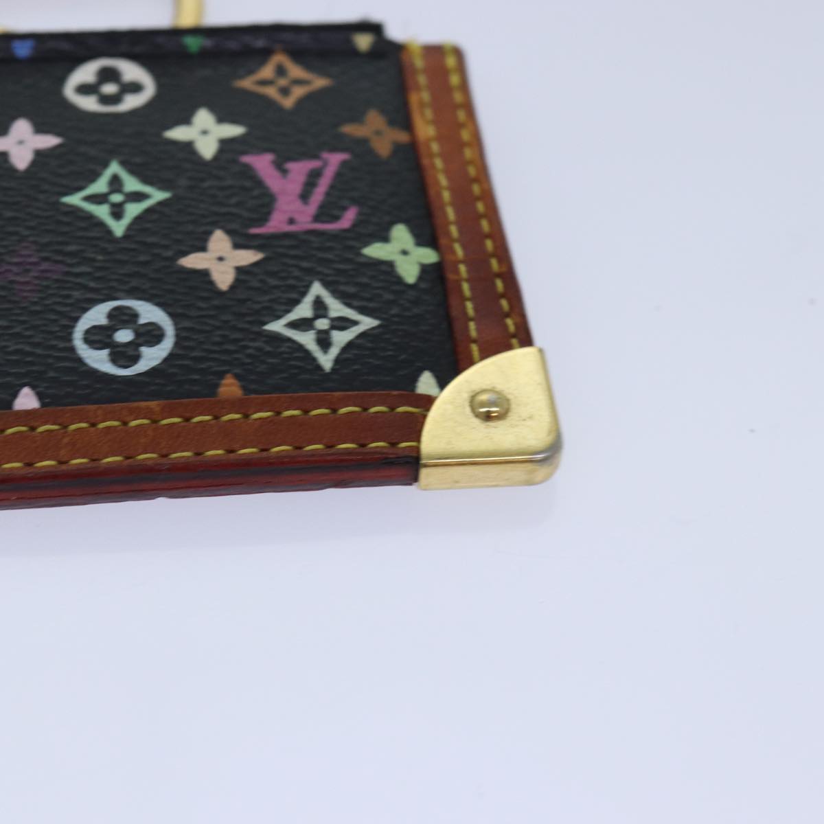 LOUIS VUITTON Monogram Multicolor Pochette Cles Purse Black M92654 LV Auth 87691