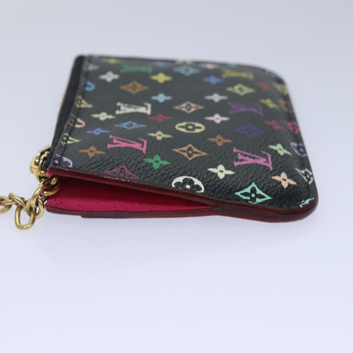 LOUIS VUITTON Monogram Multicolor Pochette Cles NM Purse Black M93735 Auth 87698