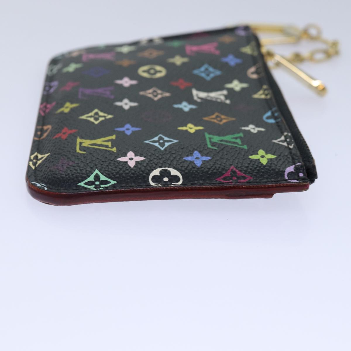 LOUIS VUITTON Monogram Multicolor Pochette Cles NM Purse Black M93735 Auth 87698