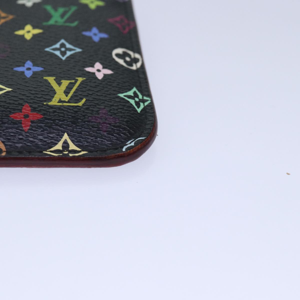 LOUIS VUITTON Monogram Multicolor Pochette Cles NM Purse Black M93735 Auth 87698