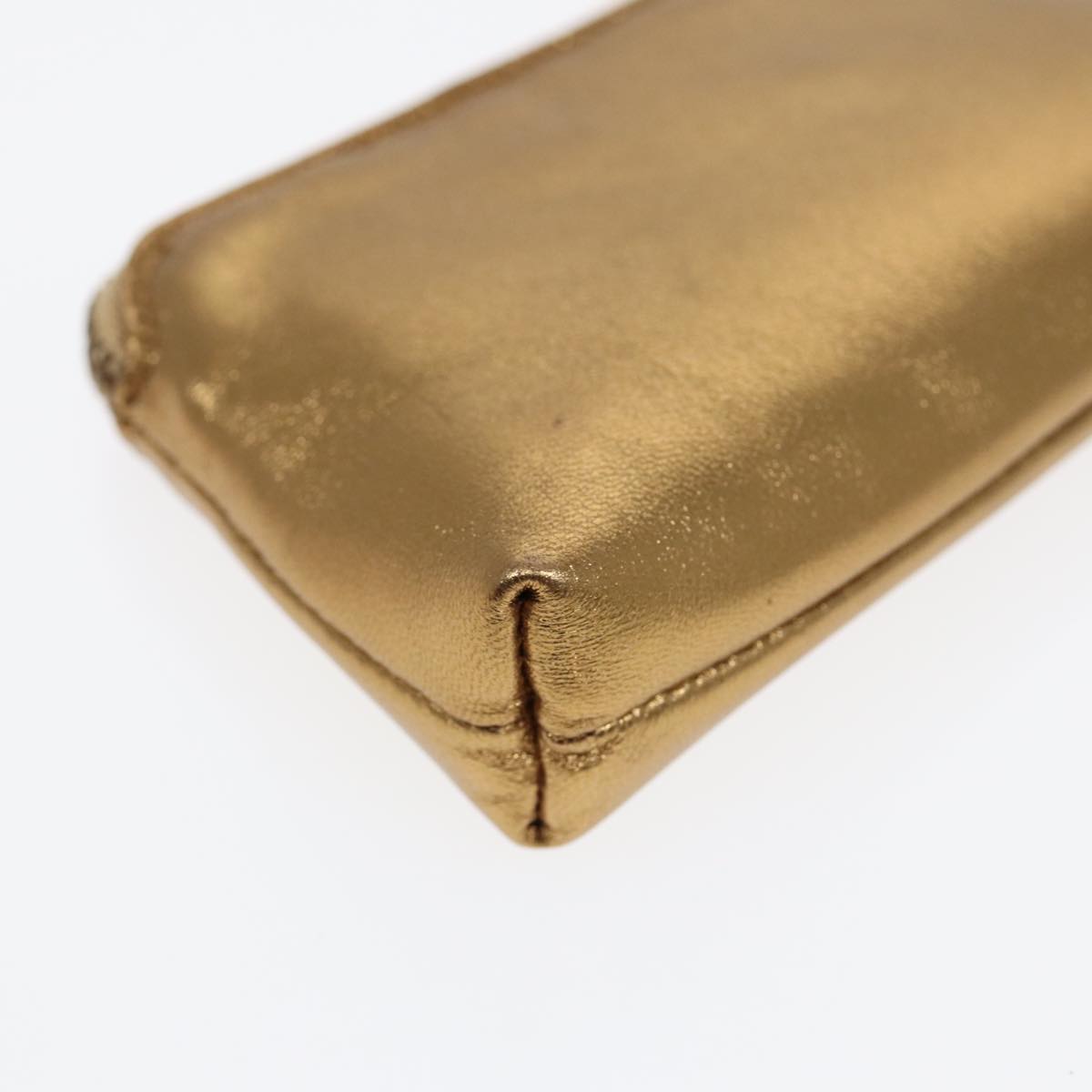 Salvatore Ferragamo Gancini Coin Purse Leather Gold Auth 87699