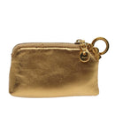 Salvatore Ferragamo Gancini Coin Purse Leather Gold Auth 87699-2