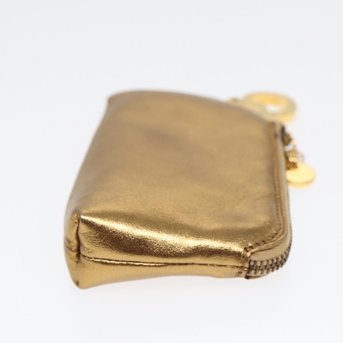 Salvatore Ferragamo Gancini Coin Purse Leather Gold Auth 87699