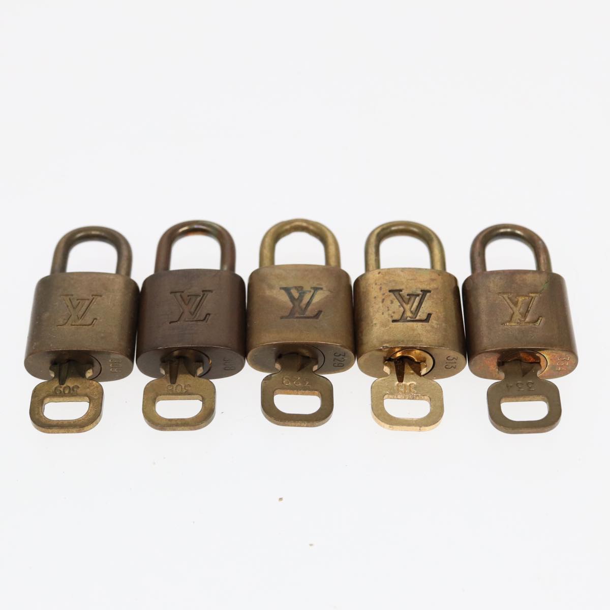 LOUIS VUITTON Padlock 10set metal Gold Tone LV Auth 87704