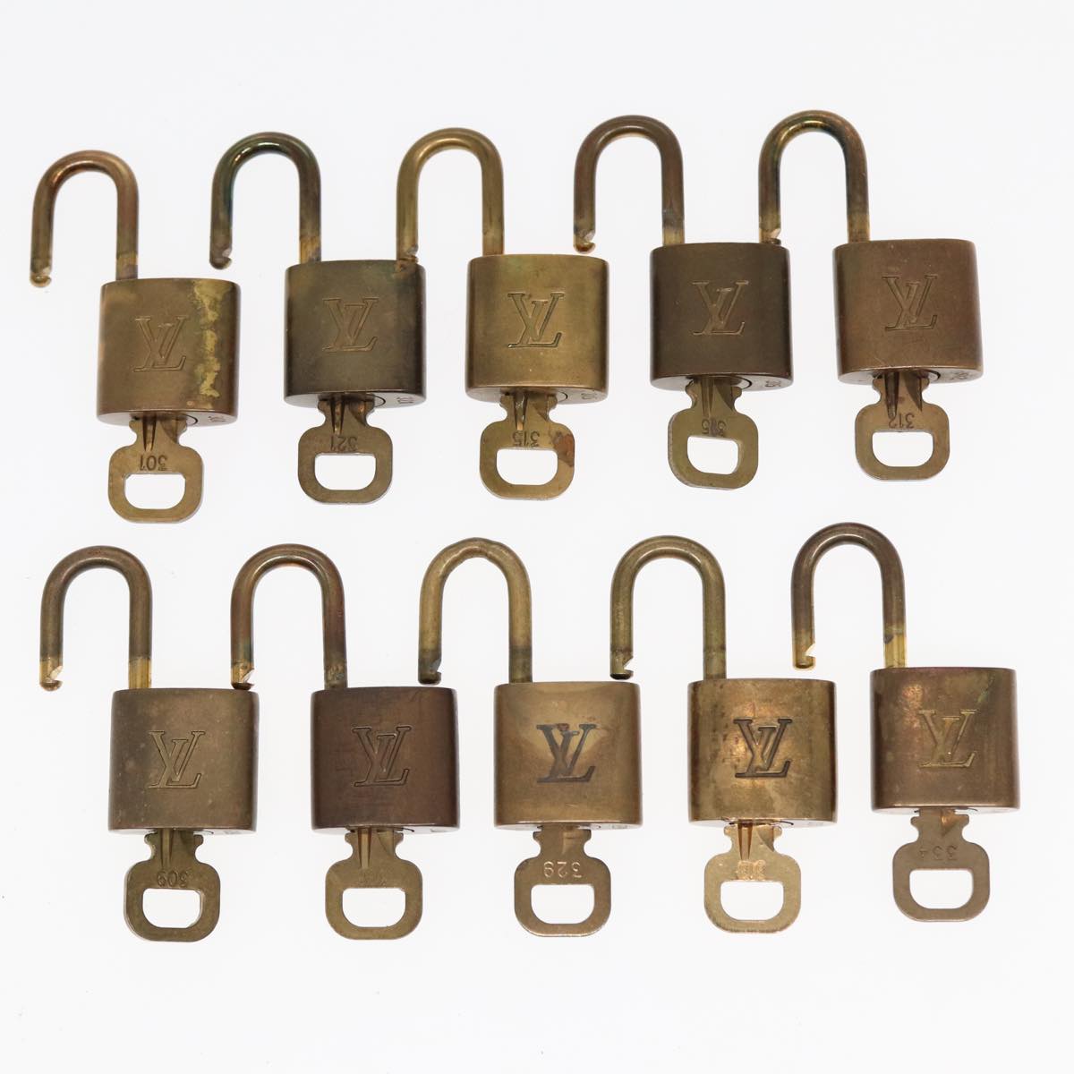 LOUIS VUITTON Padlock 10set metal Gold Tone LV Auth 87704