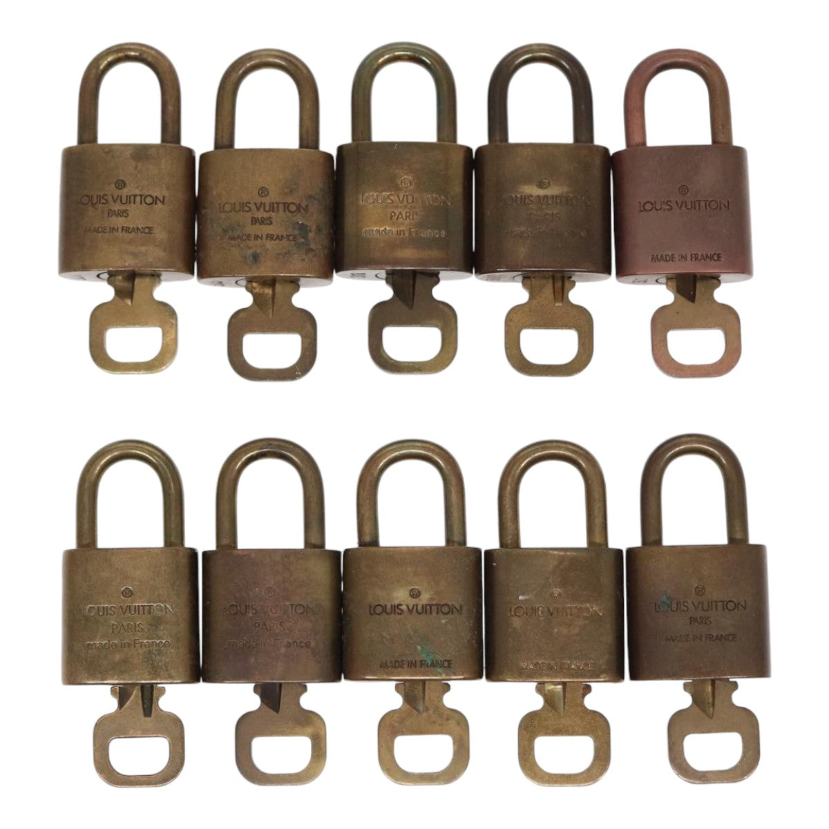 LOUIS VUITTON Padlock 10set metal Gold Tone LV Auth 87705