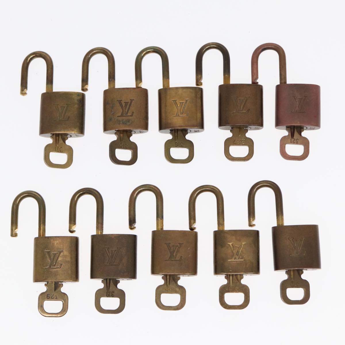 LOUIS VUITTON Padlock 10set metal Gold Tone LV Auth 87705