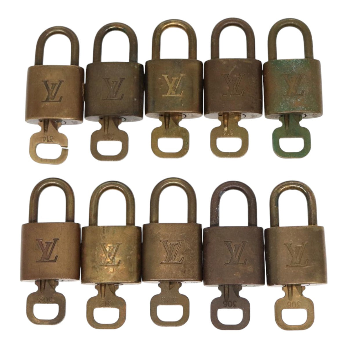 LOUIS VUITTON Padlock 10set metal Gold Tone LV Auth 87706 - 0