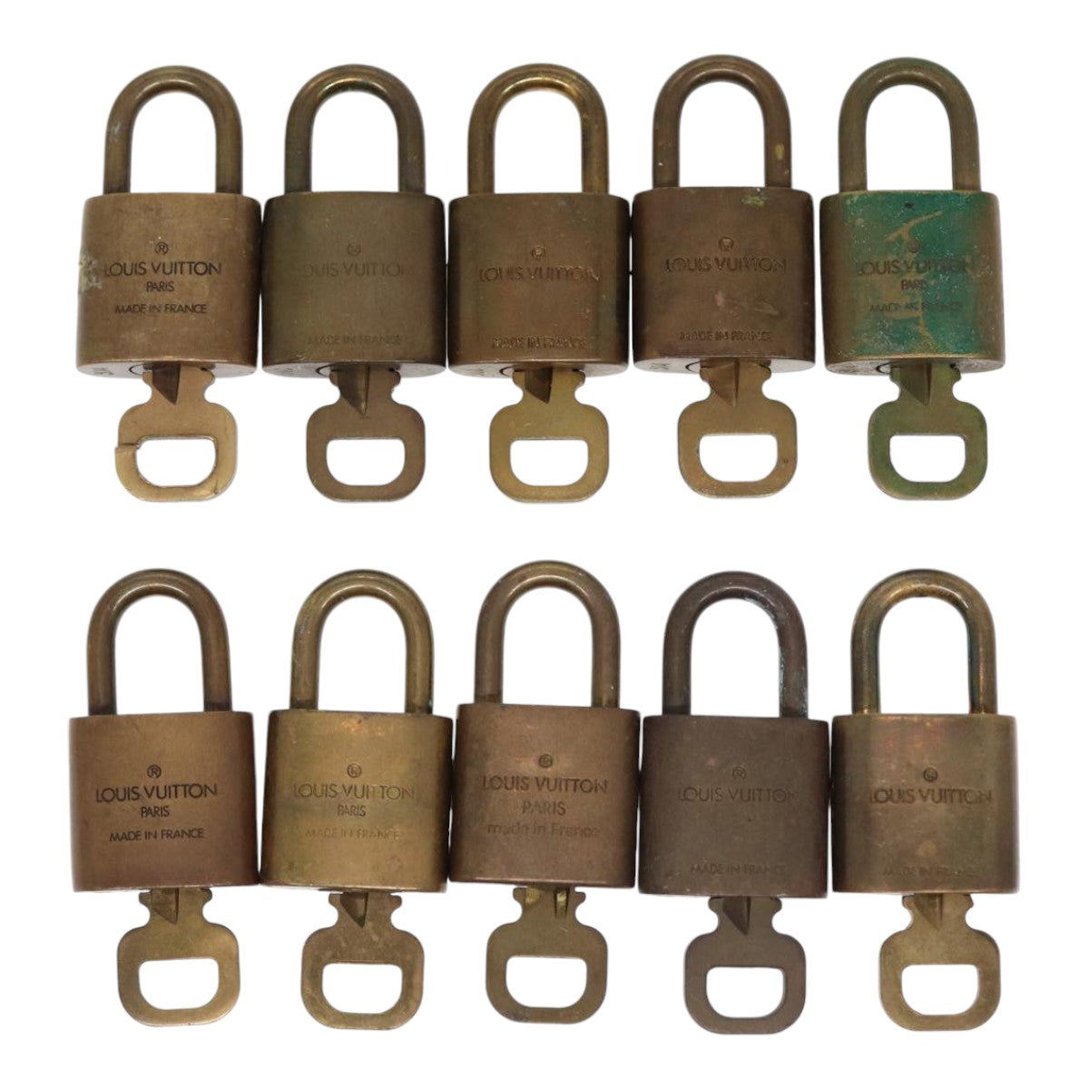 LOUIS VUITTON Padlock 10set metal Gold Tone LV Auth 87706