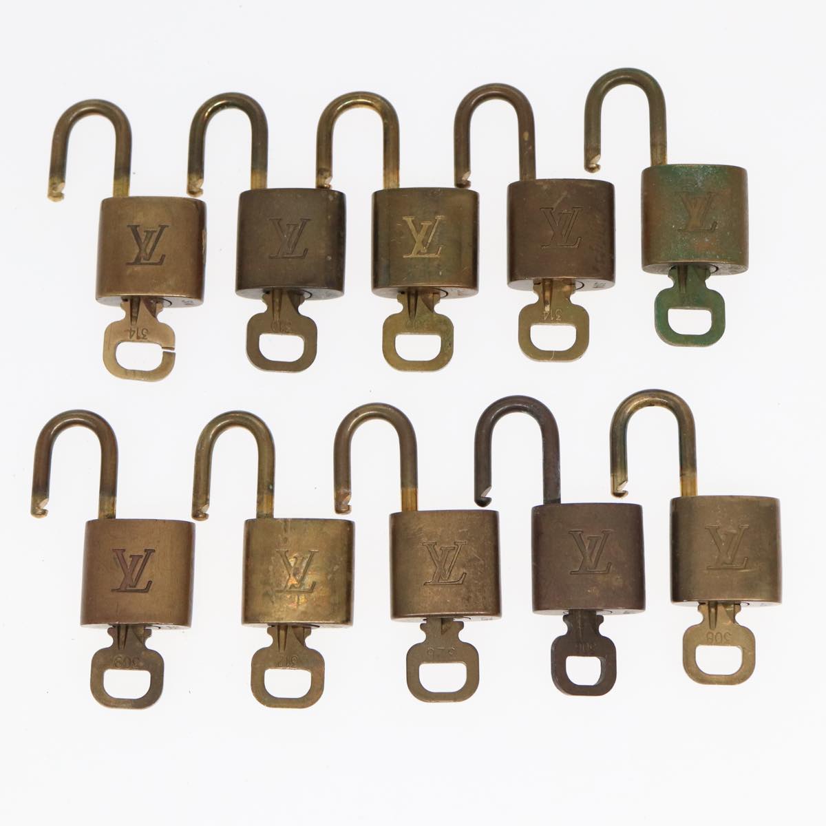 LOUIS VUITTON Padlock 10set metal Gold Tone LV Auth 87706