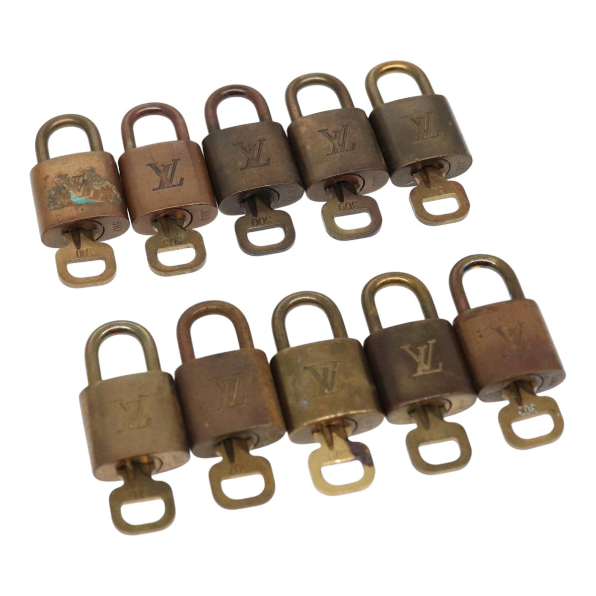 LOUIS VUITTON Padlock 10set metal Gold Tone LV Auth 87707