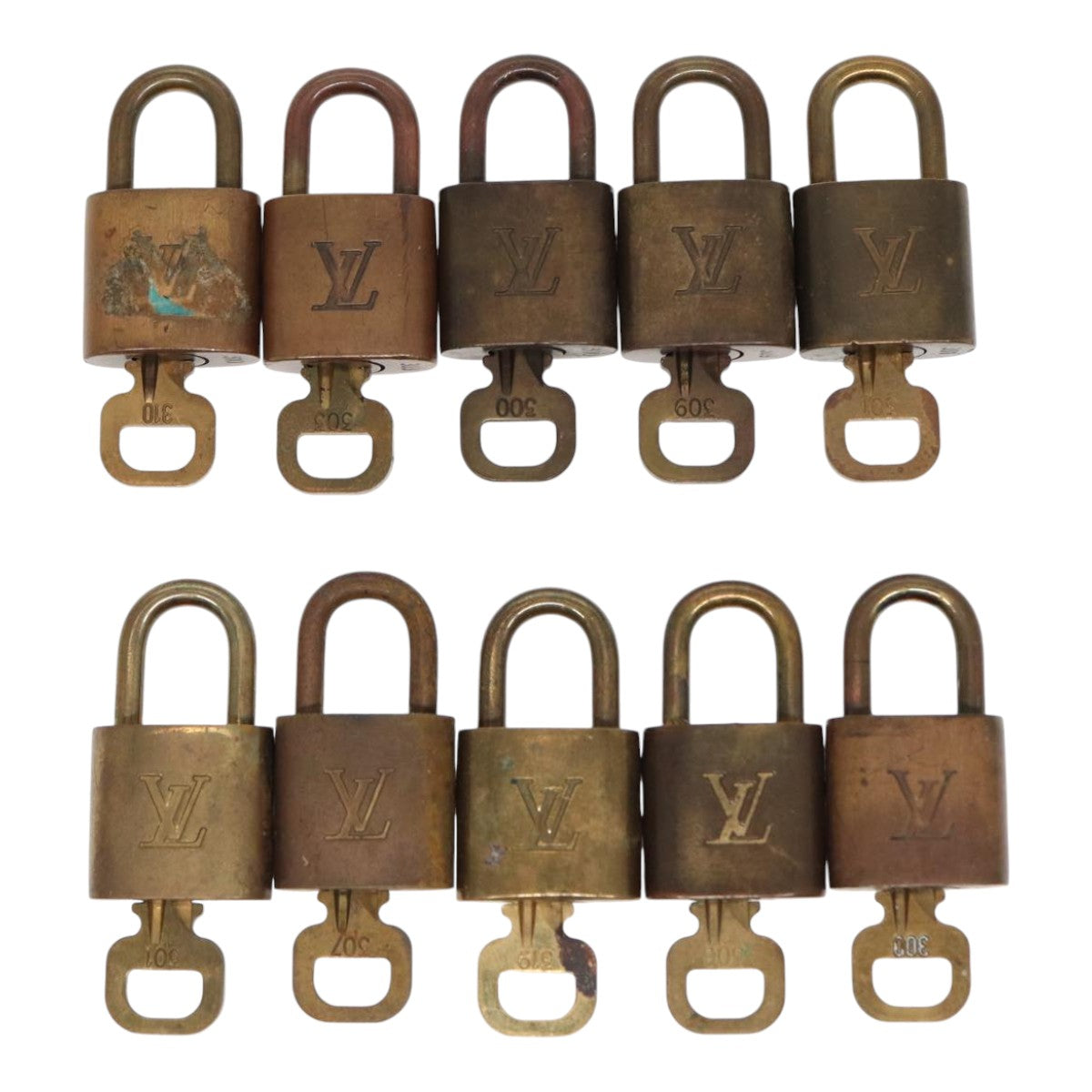 LOUIS VUITTON Padlock 10set metal Gold Tone LV Auth 87707 - 0