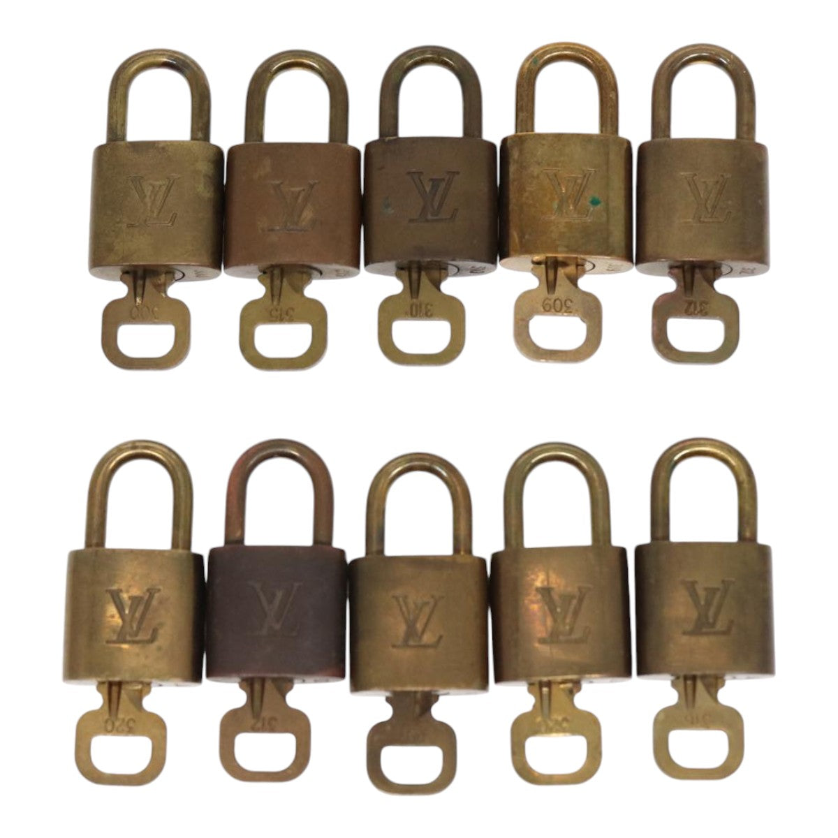 LOUIS VUITTON Padlock 10set metal Gold Tone LV Auth 87708