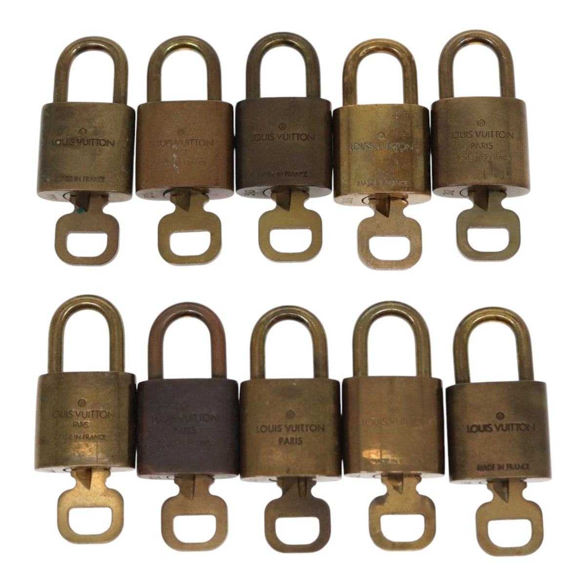 LOUIS VUITTON Padlock 10set metal Gold Tone LV Auth 87708