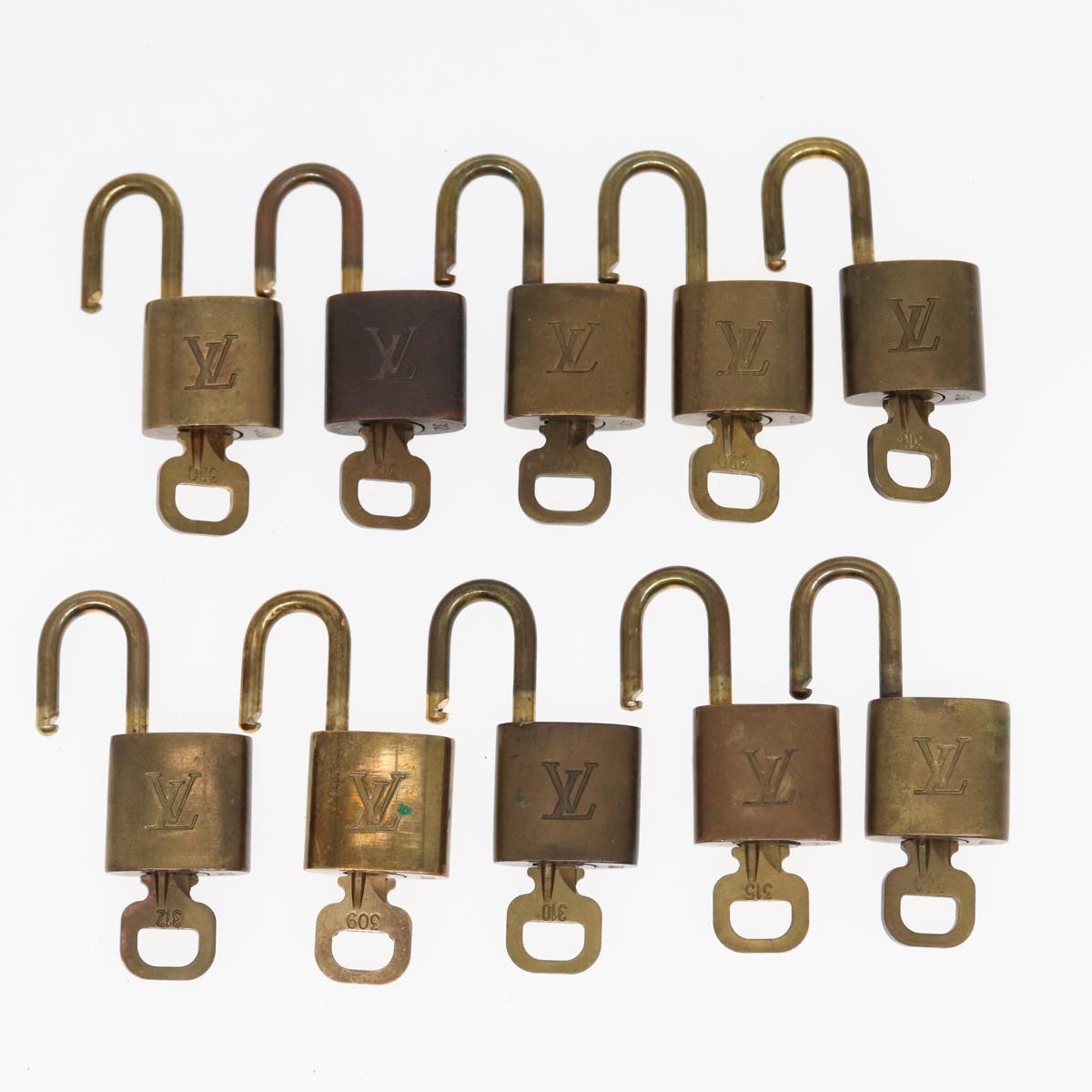 LOUIS VUITTON Padlock 10set metal Gold Tone LV Auth 87708