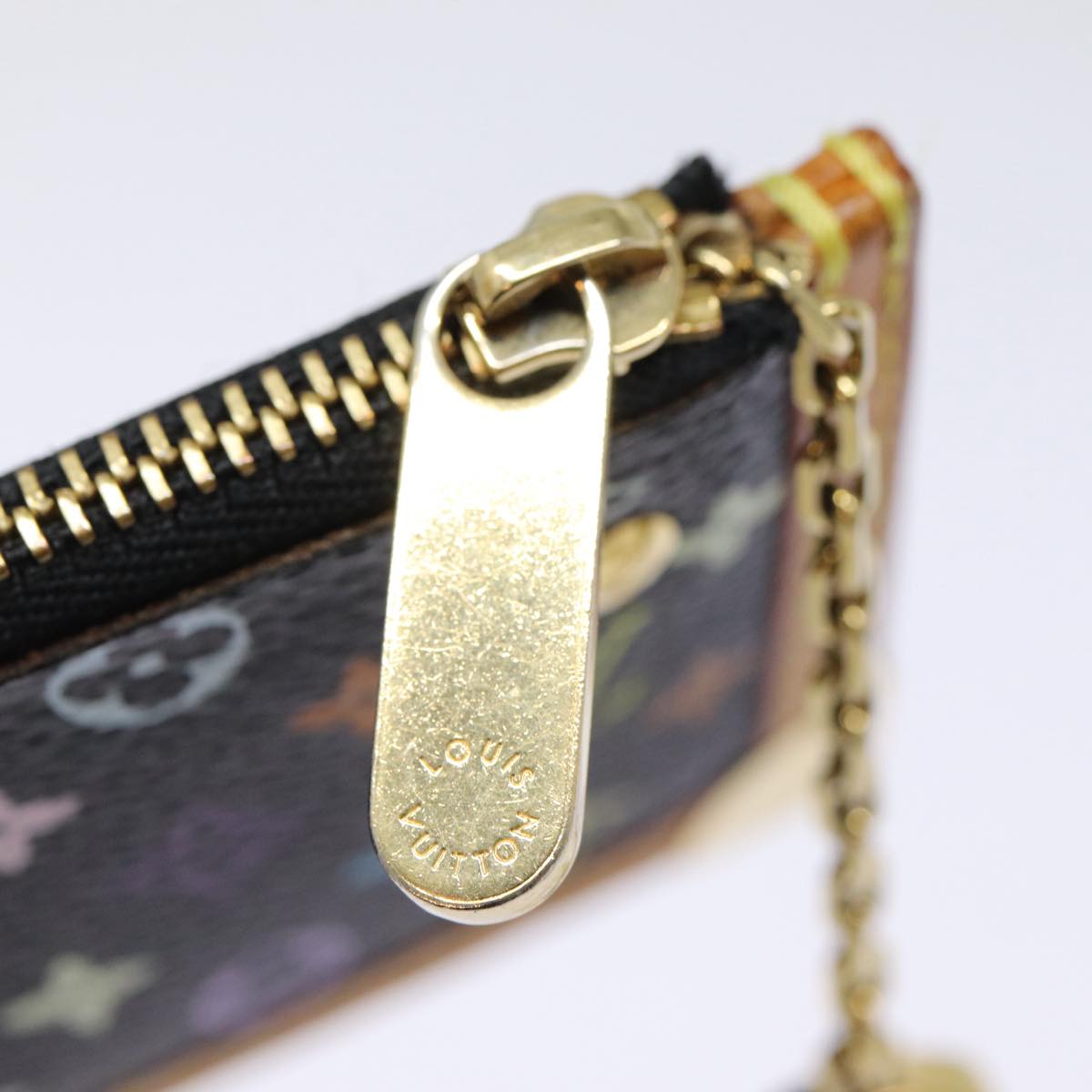 LOUIS VUITTON Monogram Multicolor Pochette Cles Purse Black M92654 LV Auth 87722