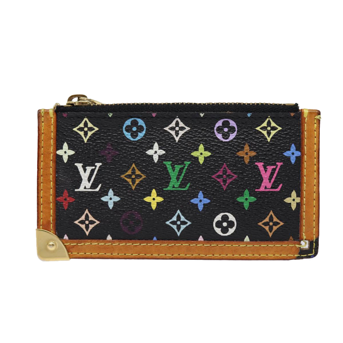 LOUIS VUITTON Monogram Multicolor Pochette Cles Purse Black M92654 LV Auth 87722 - 0