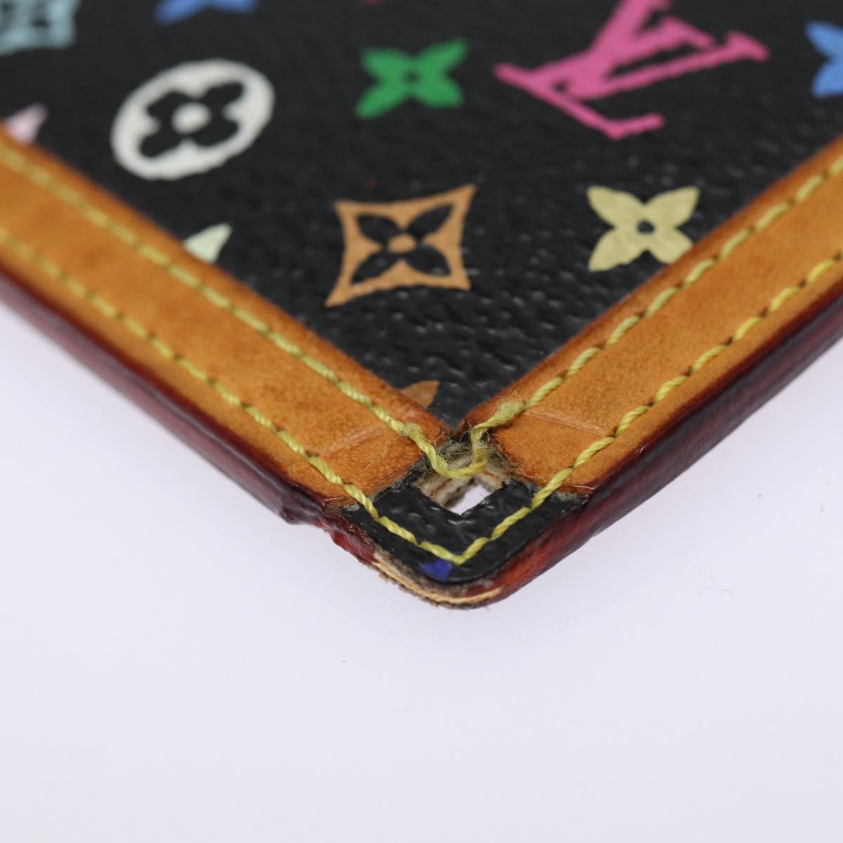 LOUIS VUITTON Monogram Multicolor Pochette Cles Purse Black M92654 LV Auth 87722