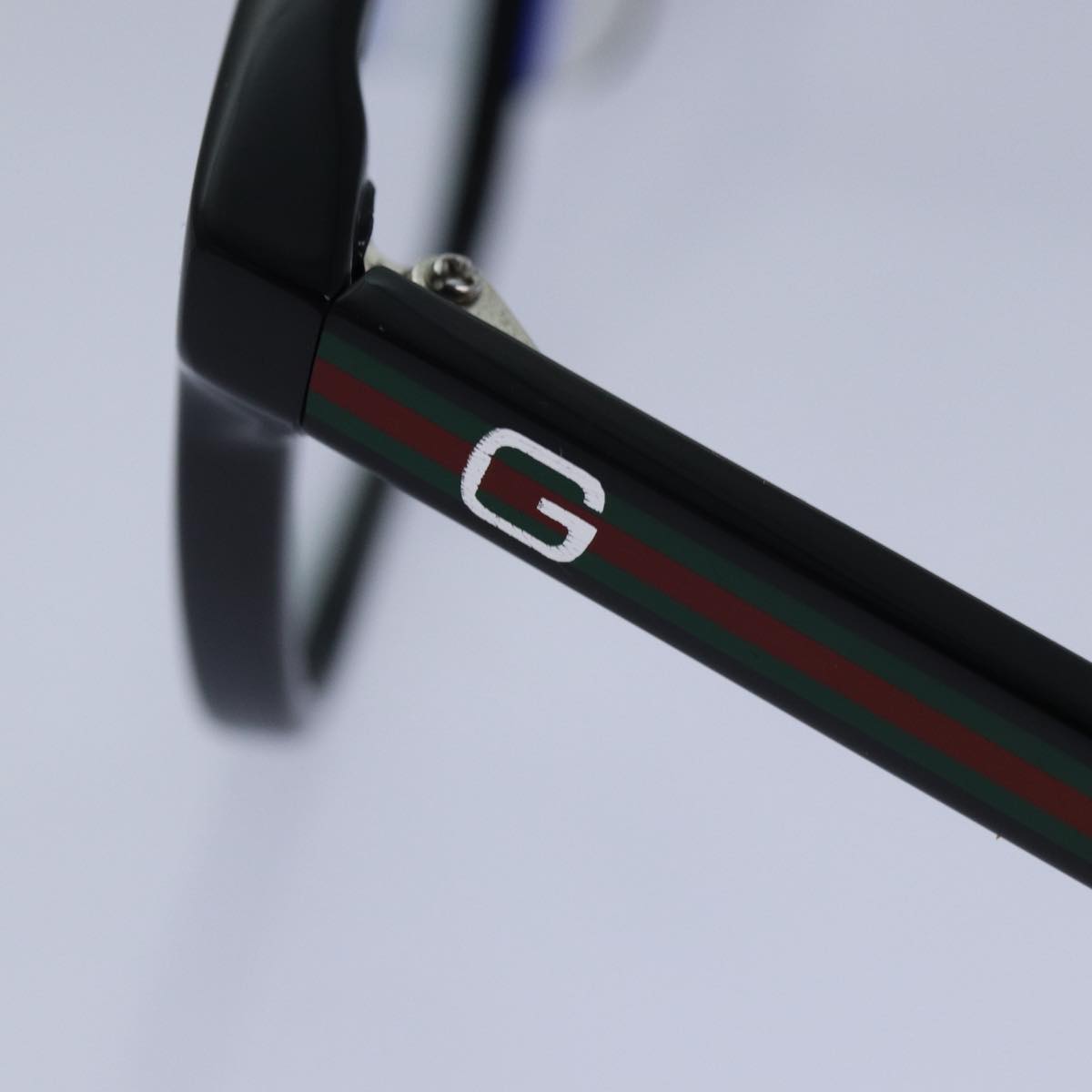 GUCCI Web Sherry Line Date Glasses plastic Black Red Green Auth 87728