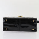 Salvatore Ferragamo Gancini Shoulder Bag Enamel Black Gold Auth 87741-6