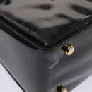 Salvatore Ferragamo Gancini Schultertasche Emaille Schwarz Gold Auth 87741-10