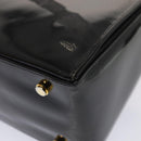 Salvatore Ferragamo Gancini Shoulder Bag Enamel Black Gold Auth 87741-15