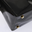 Salvatore Ferragamo Gancini Shoulder Bag Enamel Black Gold Auth 87741-16