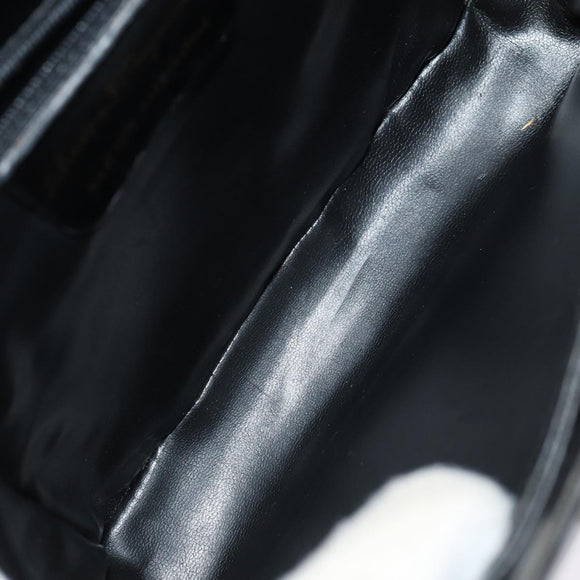 Salvatore Ferragamo Gancini Shoulder Bag Enamel Black Gold Auth 87741