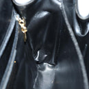 Salvatore Ferragamo Gancini Shoulder Bag Enamel Black Gold Auth 87741-18