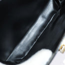 Salvatore Ferragamo Gancini Shoulder Bag Enamel Black Gold Auth 87741-21