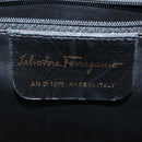 Salvatore Ferragamo Gancini Shoulder Bag Enamel Black Gold Auth 87741-12