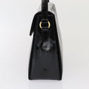 Salvatore Ferragamo Gancini Shoulder Bag Enamel Black Gold Auth 87741-3