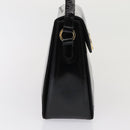 Salvatore Ferragamo Gancini Schultertasche Emaille Schwarz Gold Auth 87741-4