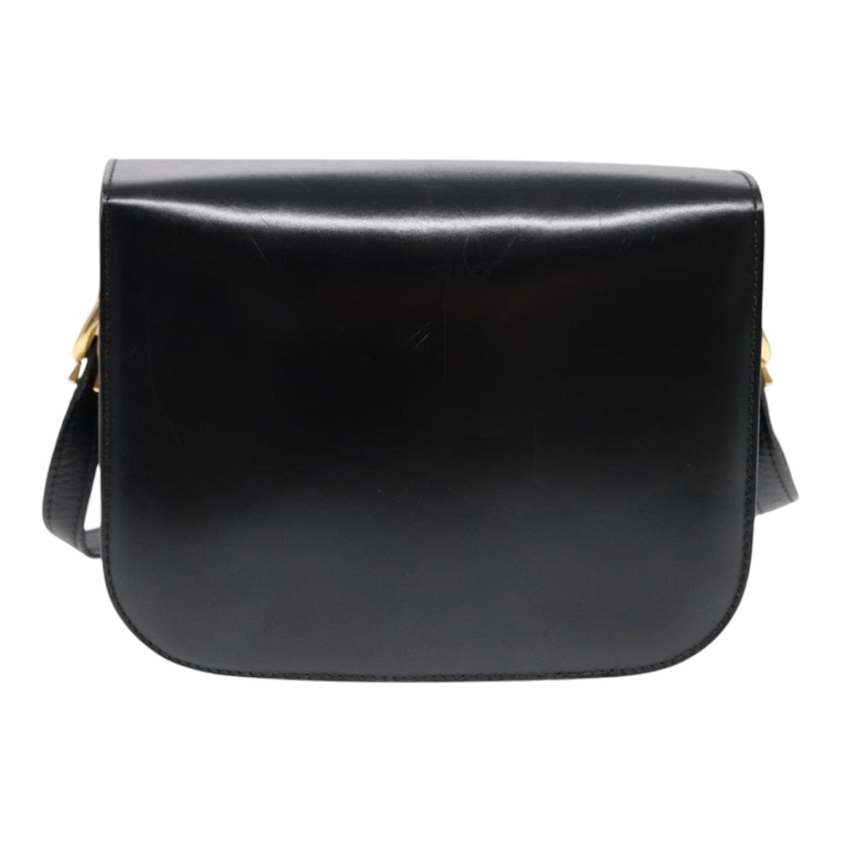 CELINE Shoulder Bag Leather Black Gold Auth 87746 - 0