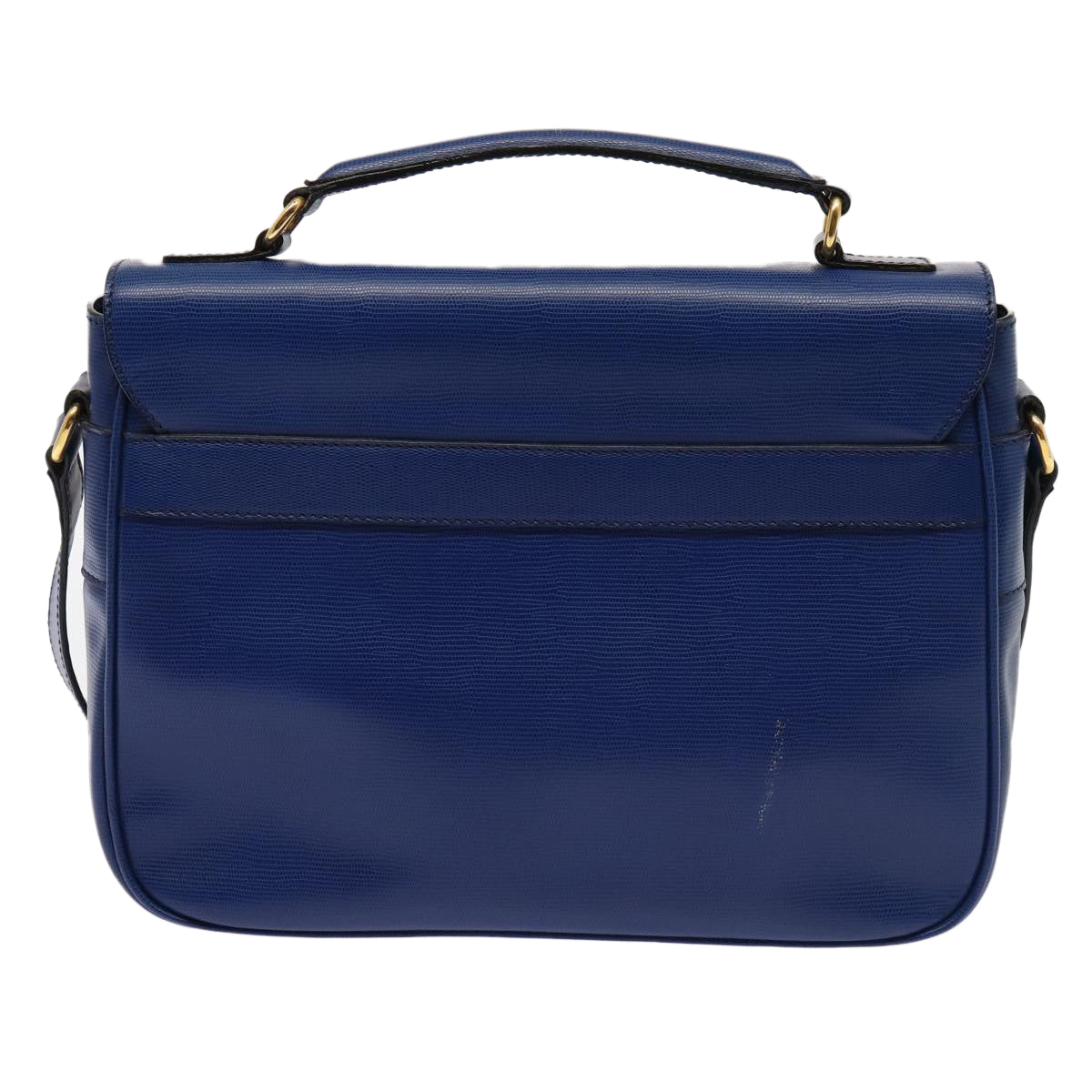 CELINE Shoulder Bag Leather Blue Gold Auth 87747 - 0