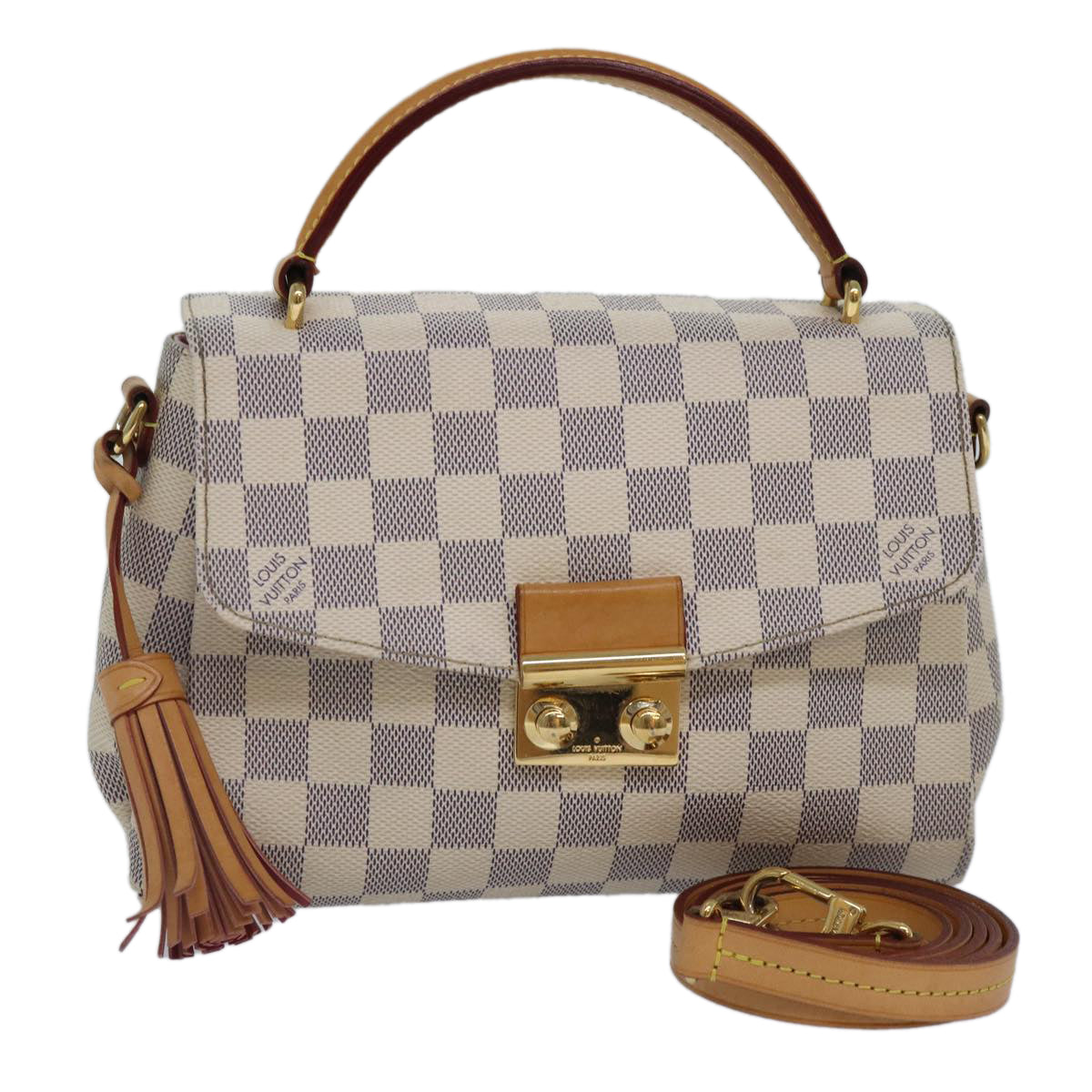 LOUIS VUITTON Damier Azur Croisette Hand Bag 2way N41581 LV Auth 87754