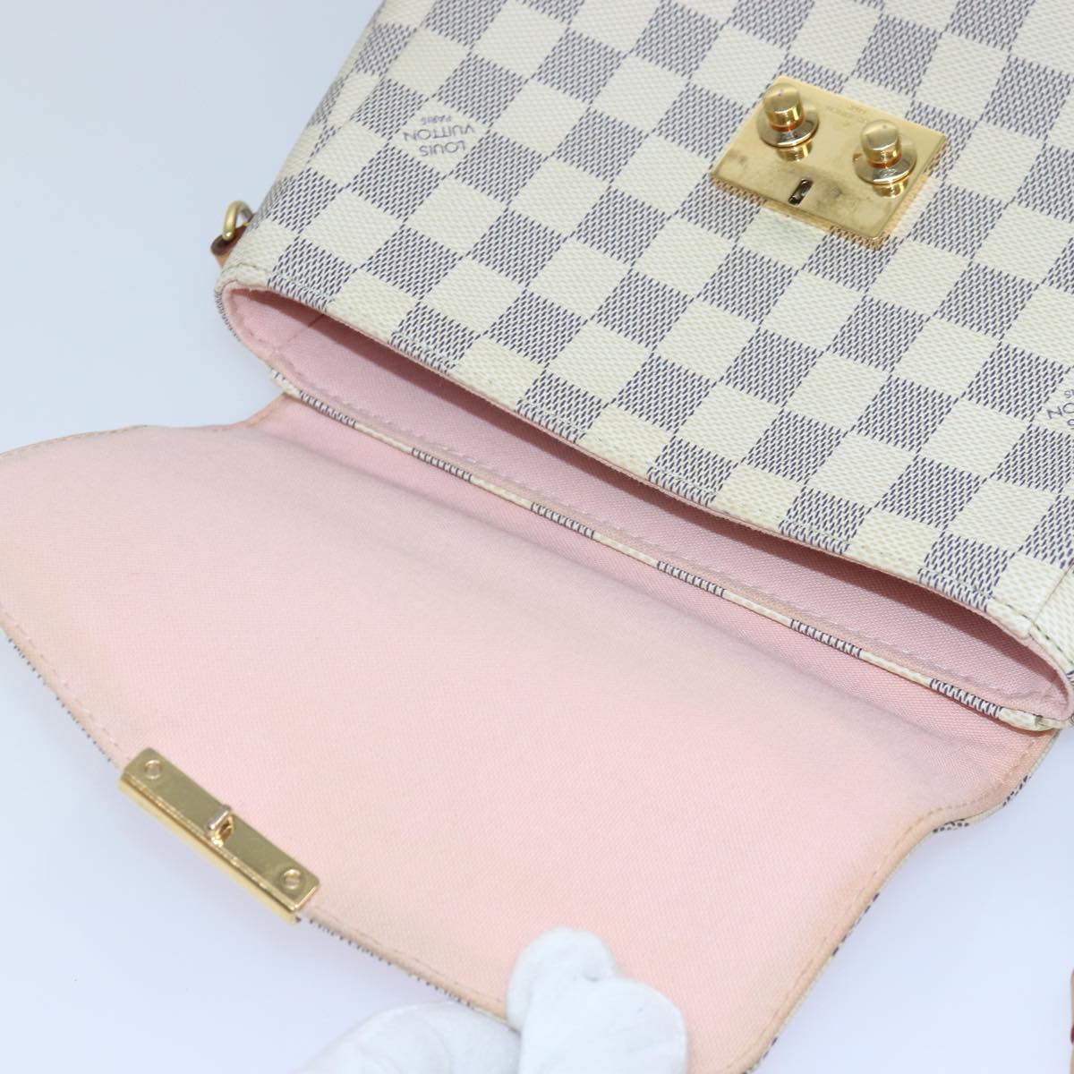 LOUIS VUITTON Damier Azur Croisette Hand Bag 2way N41581 LV Auth 87754