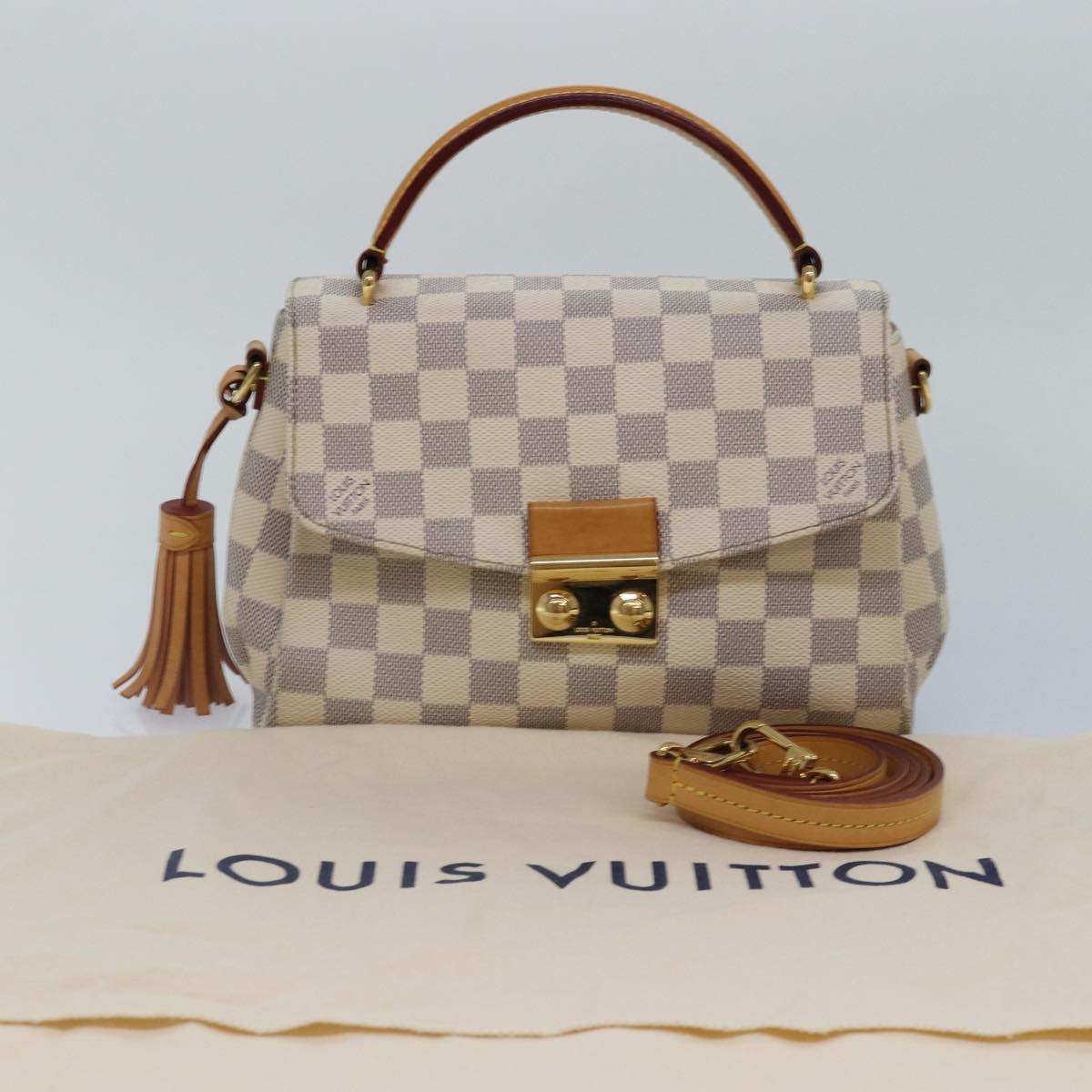 LOUIS VUITTON Damier Azur Croisette Hand Bag 2way N41581 LV Auth 87754