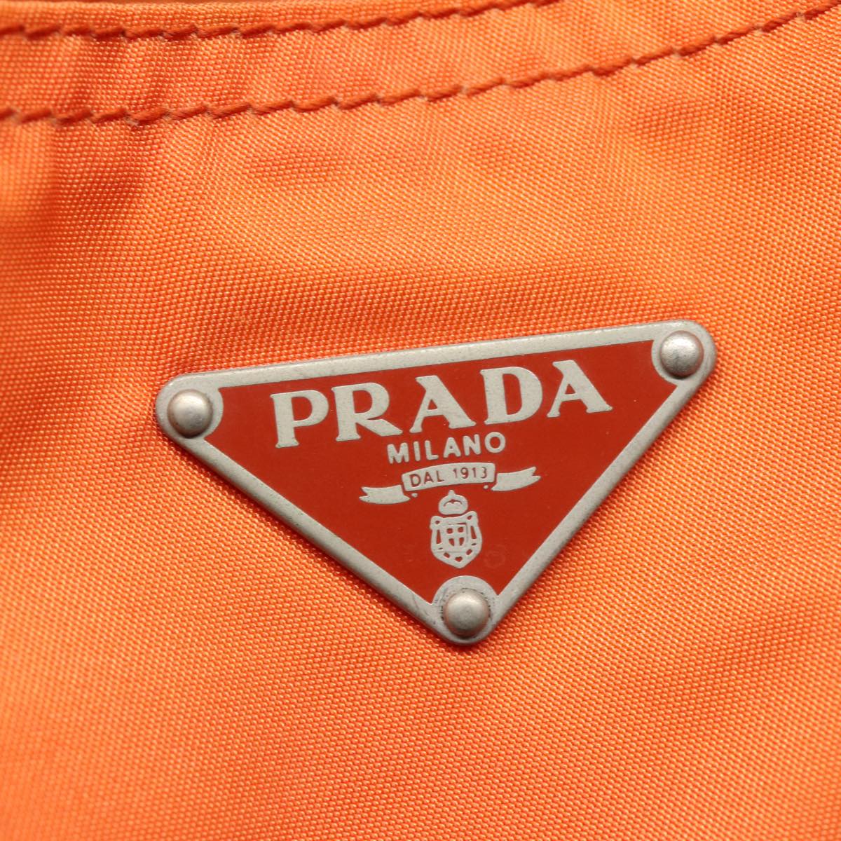 PRADA Tote Bag Nylon Orange Silver Auth 87757