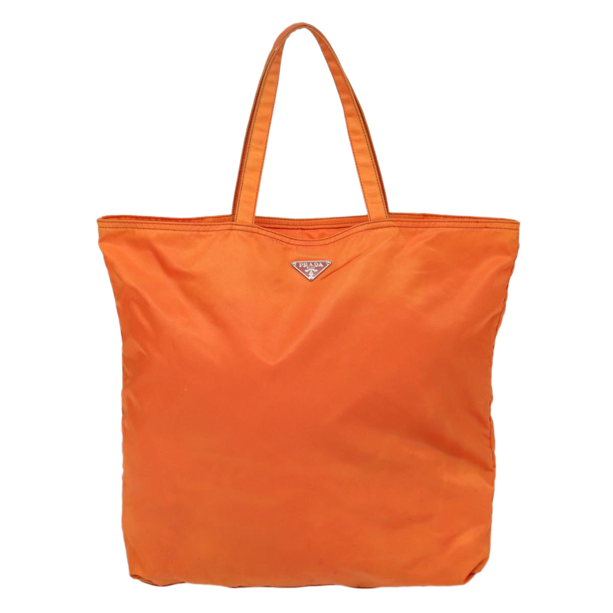 PRADA Tote Bag Nylon Orange Silver Auth 87757