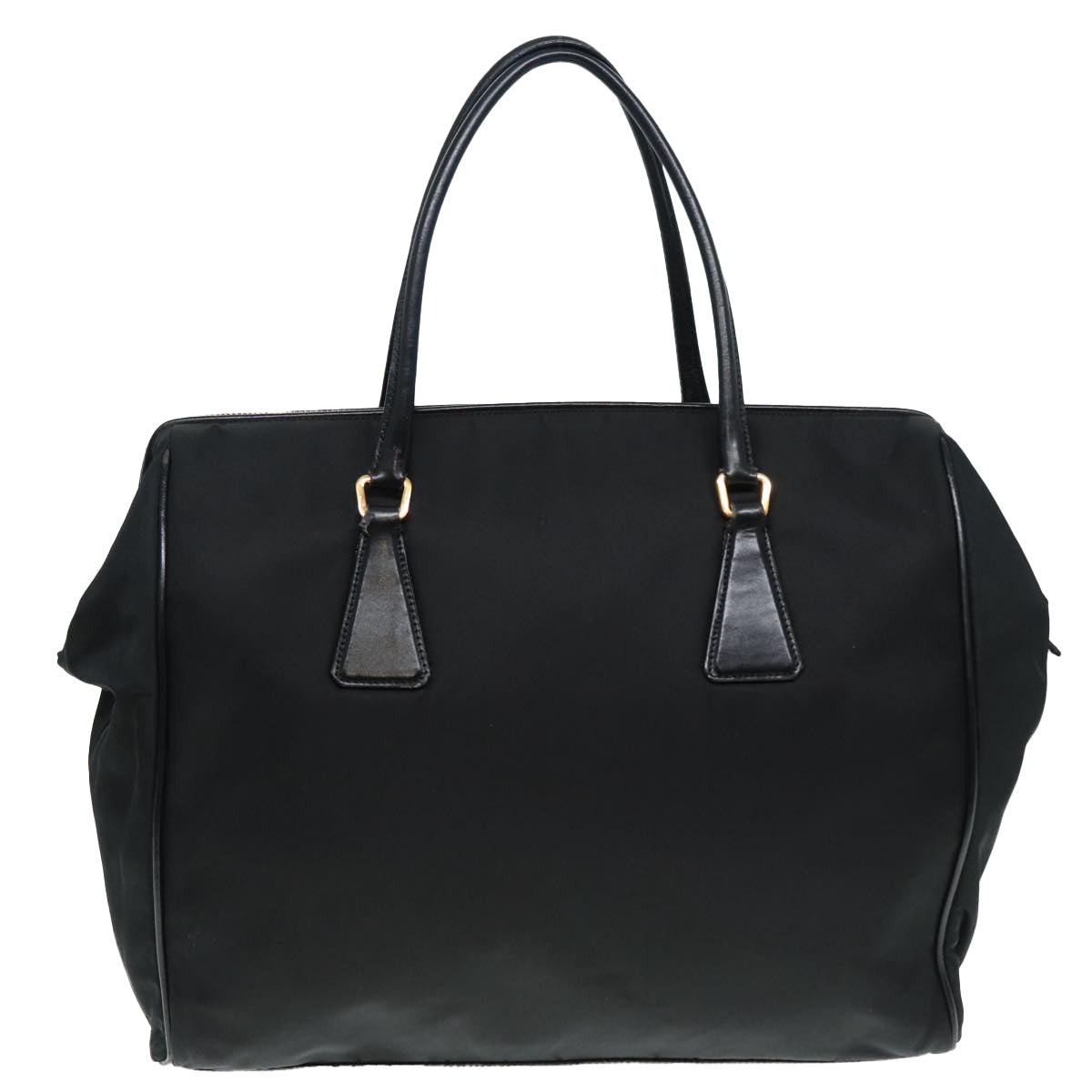 PRADA Hand Bag Nylon Black Gold Auth 87758 - 0