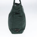 PRADA Tote Bag Nylon Khaki Silver Auth 87760-2